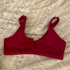 V Wired swimsuit in a deep red